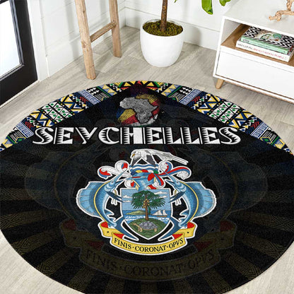 Seychelles Roots Round Carpet African Pride in Fingerprint and Tribal Colors