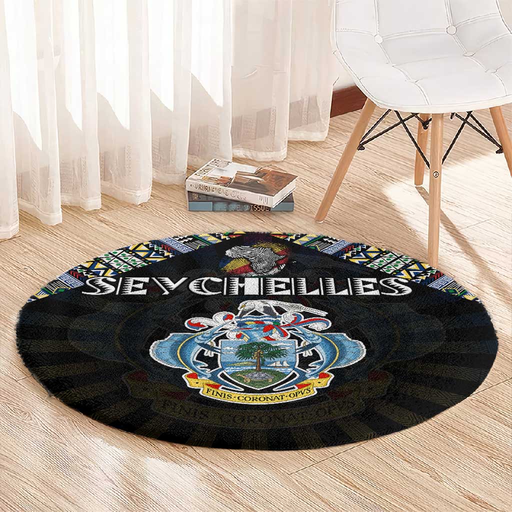 Seychelles Roots Round Carpet African Pride in Fingerprint and Tribal Colors