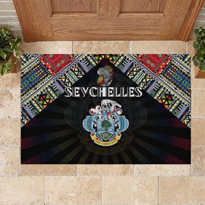 Seychelles Roots Rubber Doormat African Pride in Fingerprint and Tribal Colors