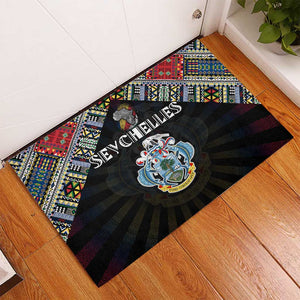 Seychelles Roots Rubber Doormat African Pride in Fingerprint and Tribal Colors