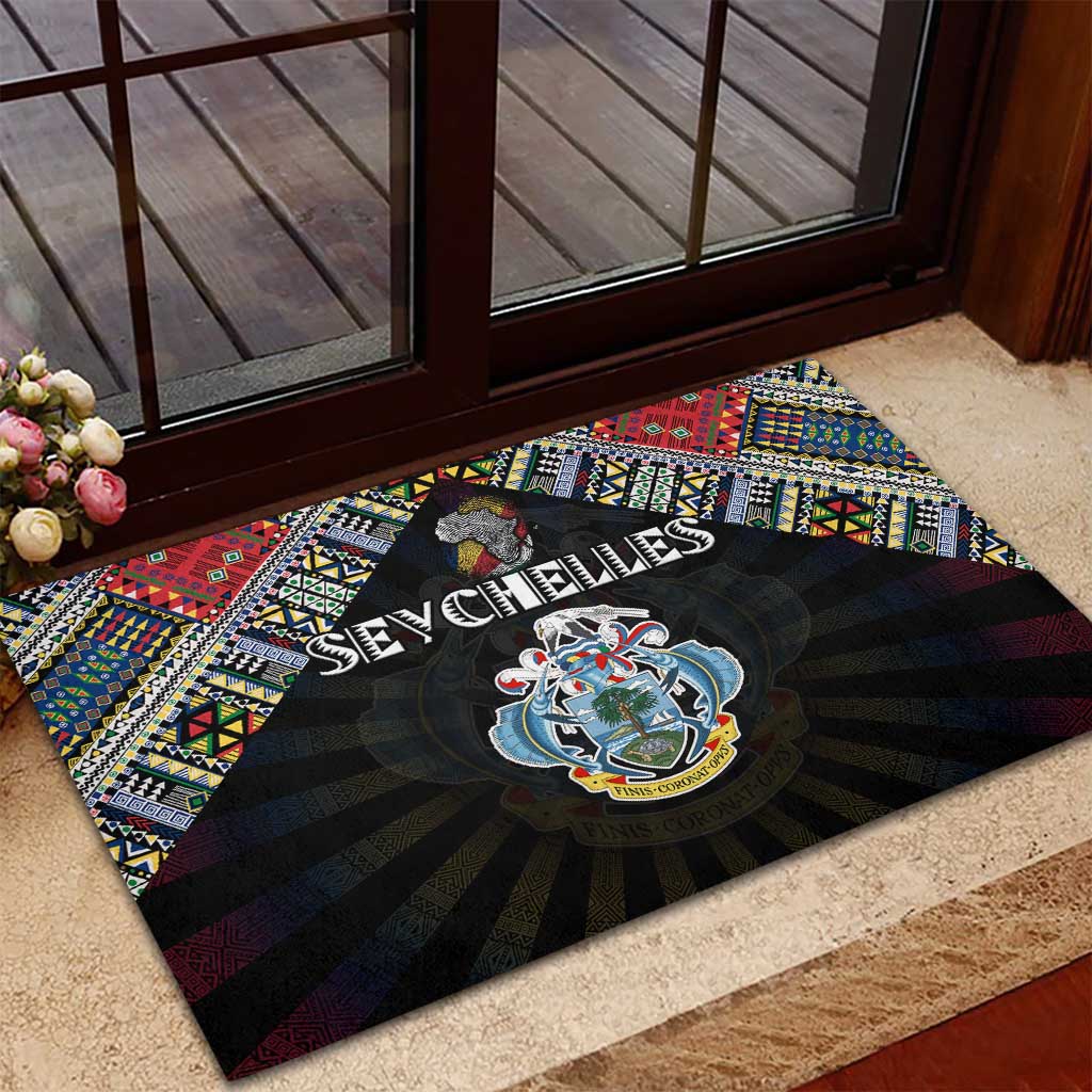 Seychelles Roots Rubber Doormat African Pride in Fingerprint and Tribal Colors