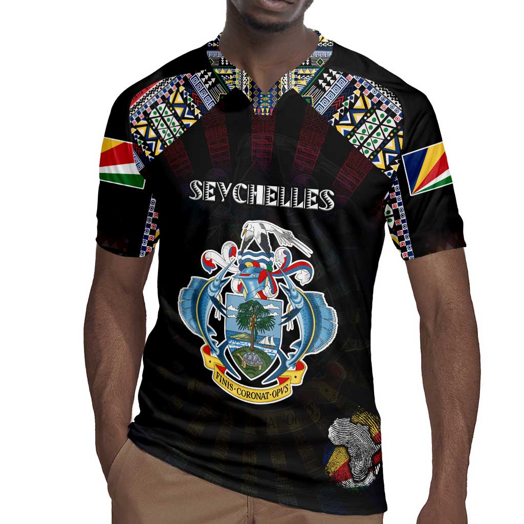 Personalized Seychelles Roots Rugby Jersey African Pride in Fingerprint and Tribal Colors