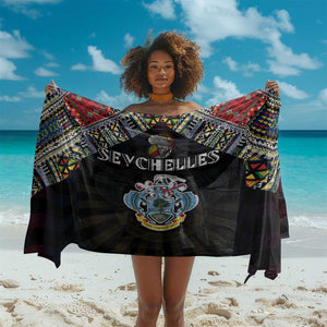 Seychelles Roots Sarong African Pride in Fingerprint and Tribal Colors