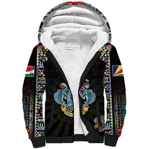 Personalized Seychelles Roots Sherpa Hoodie African Pride in Fingerprint and Tribal Colors