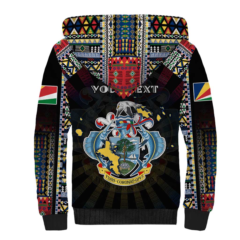 Personalized Seychelles Roots Sherpa Hoodie African Pride in Fingerprint and Tribal Colors