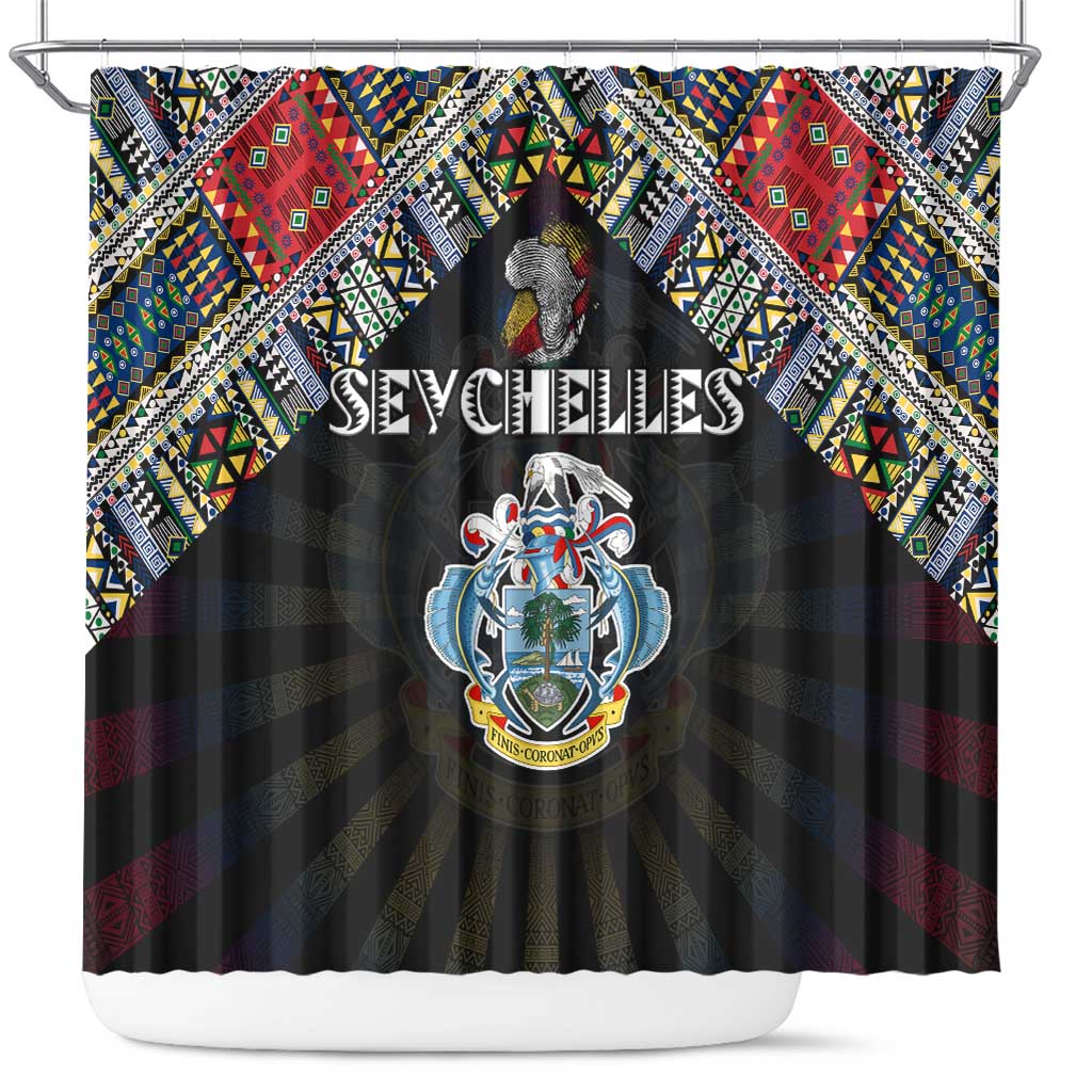 Seychelles Roots Shower Curtain African Pride in Fingerprint and Tribal Colors