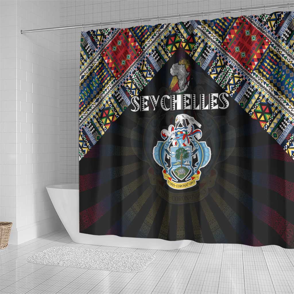 Seychelles Roots Shower Curtain African Pride in Fingerprint and Tribal Colors