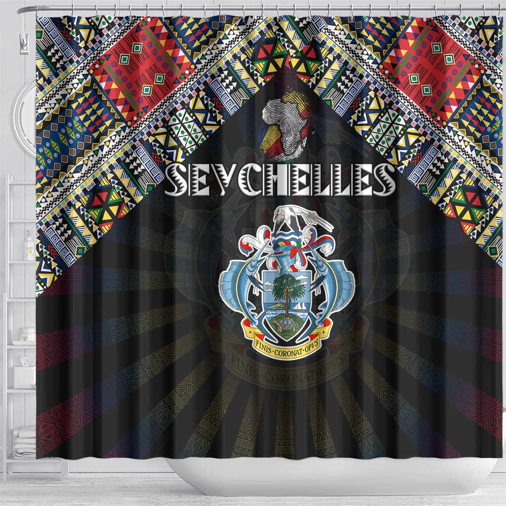 Seychelles Roots Shower Curtain African Pride in Fingerprint and Tribal Colors