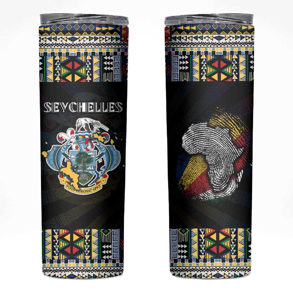 Seychelles Roots Skinny Tumbler African Pride in Fingerprint and Tribal Colors