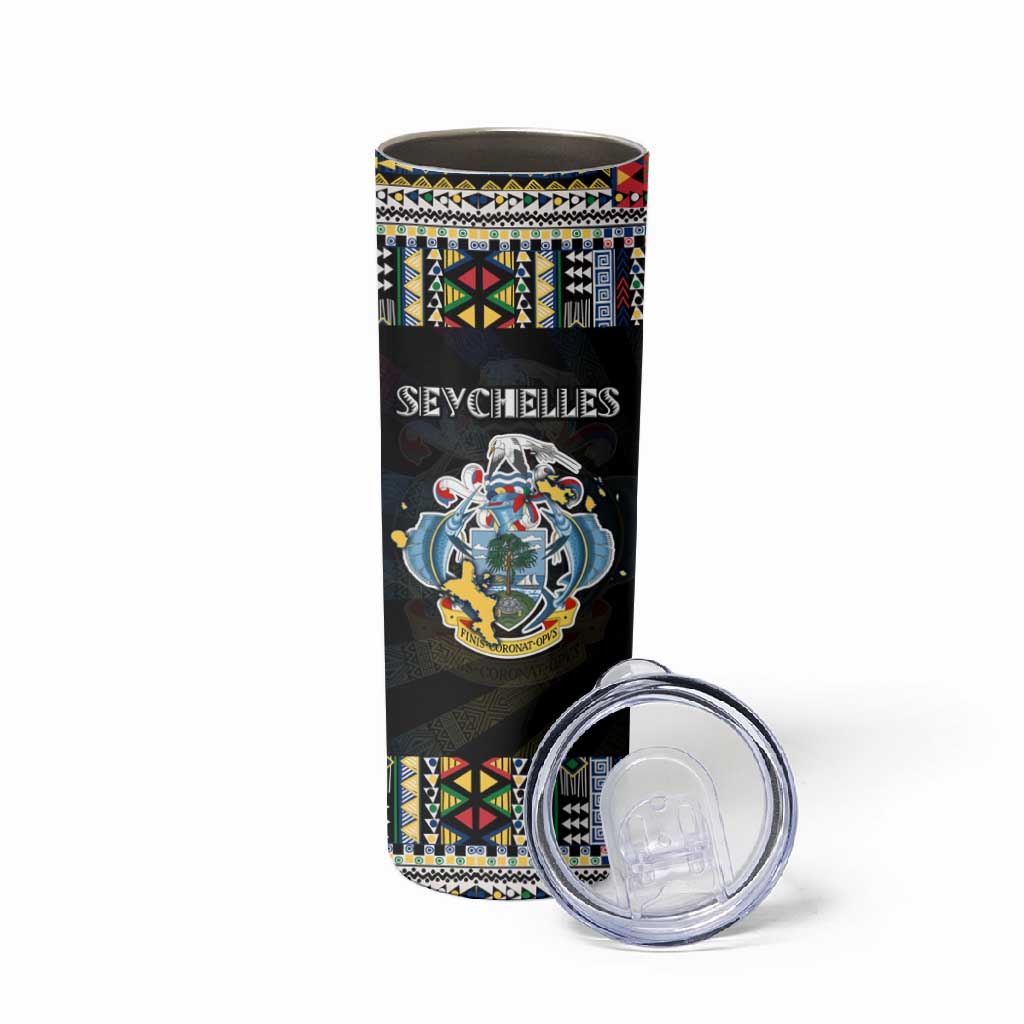 Seychelles Roots Skinny Tumbler African Pride in Fingerprint and Tribal Colors
