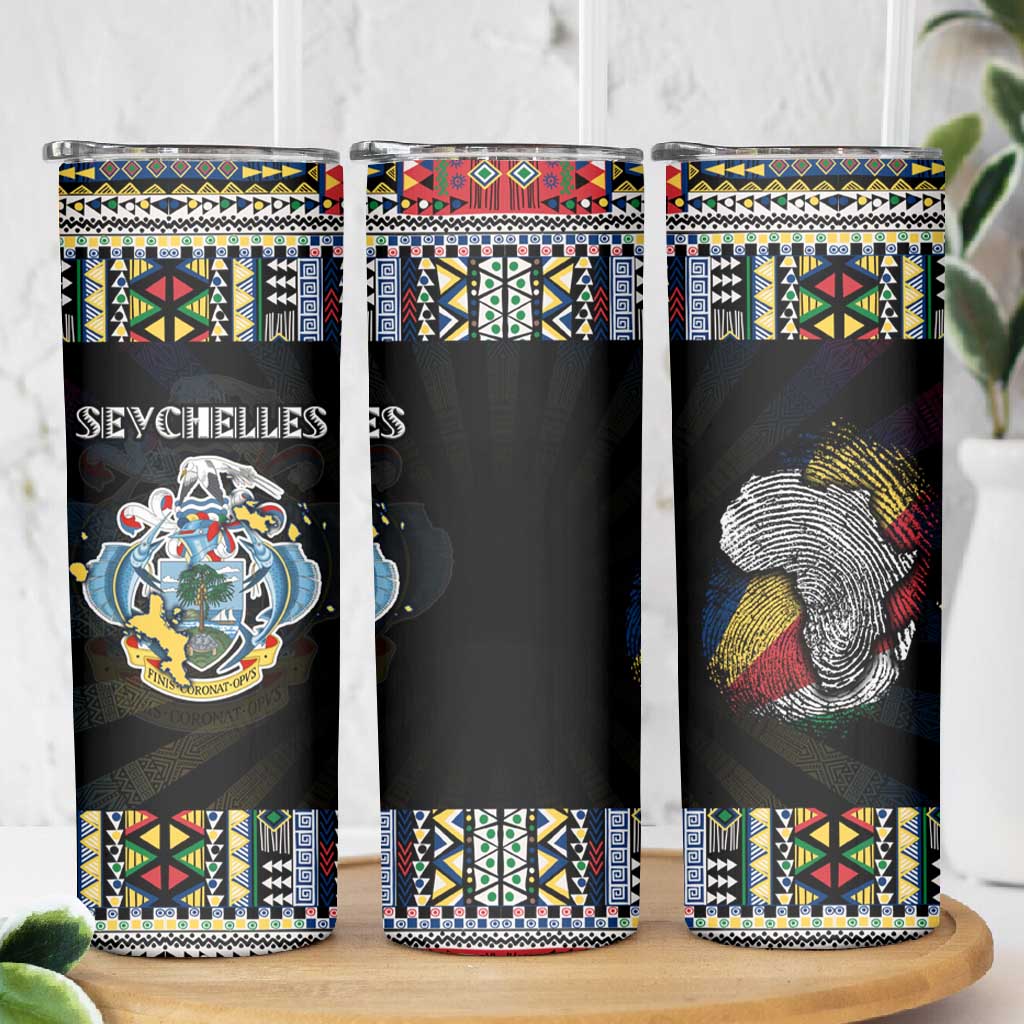 Seychelles Roots Skinny Tumbler African Pride in Fingerprint and Tribal Colors