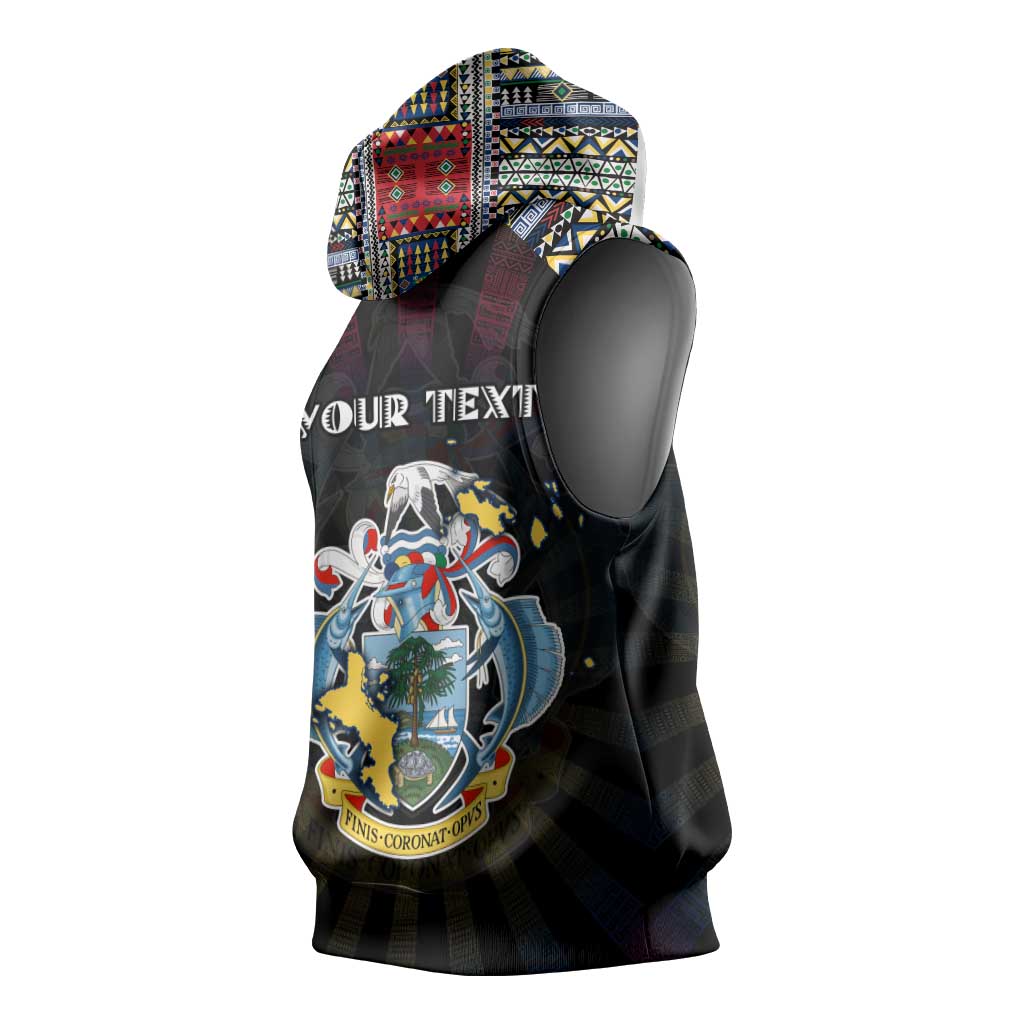 Personalized Seychelles Roots Sleeveless Hoodie African Pride in Fingerprint and Tribal Colors - African Pride