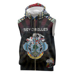 Personalized Seychelles Roots Sleeveless Zip Hoodie African Pride in Fingerprint and Tribal Colors - African Pride