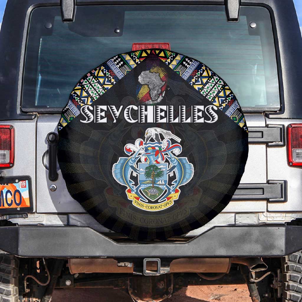 Seychelles Roots Spare Tire Cover African Pride in Fingerprint and Tribal Colors