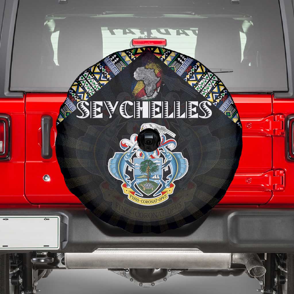 Seychelles Roots Spare Tire Cover African Pride in Fingerprint and Tribal Colors