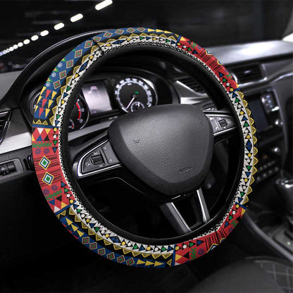 Seychelles Roots Steering Wheel Cover African Pride in Fingerprint and Tribal Colors