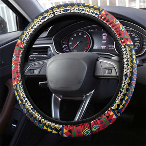 Seychelles Roots Steering Wheel Cover African Pride in Fingerprint and Tribal Colors