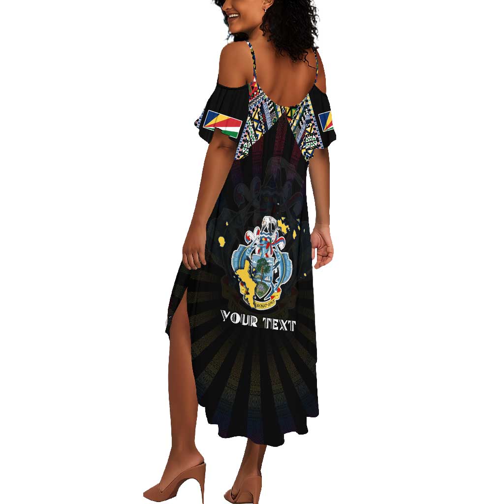 Personalized Seychelles Roots Summer Maxi Dress African Pride in Fingerprint and Tribal Colors