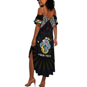 Personalized Seychelles Roots Summer Maxi Dress African Pride in Fingerprint and Tribal Colors