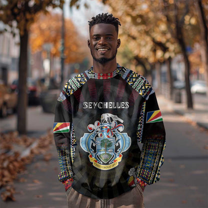 Personalized Seychelles Roots Sweatshirt African Pride in Fingerprint and Tribal Colors