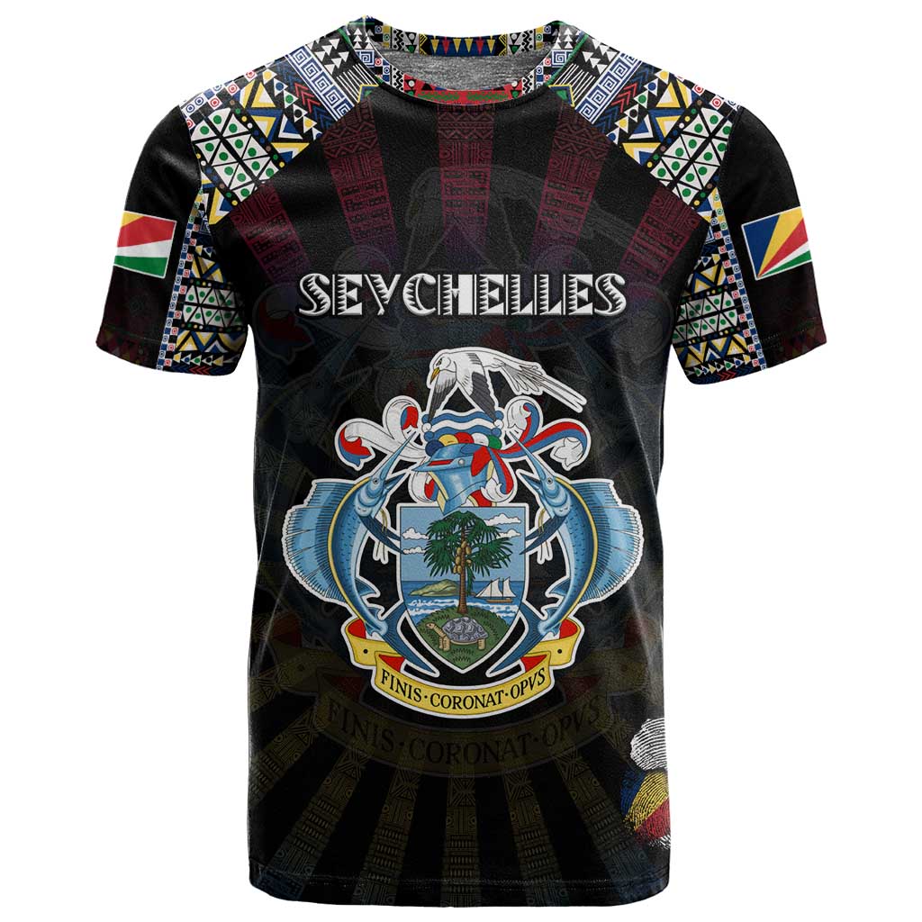 Personalized Seychelles Roots T shirt African Pride in Fingerprint and Tribal Colors