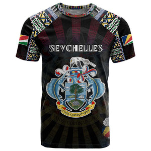 Personalized Seychelles Roots T shirt African Pride in Fingerprint and Tribal Colors