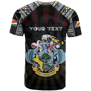 Personalized Seychelles Roots T shirt African Pride in Fingerprint and Tribal Colors