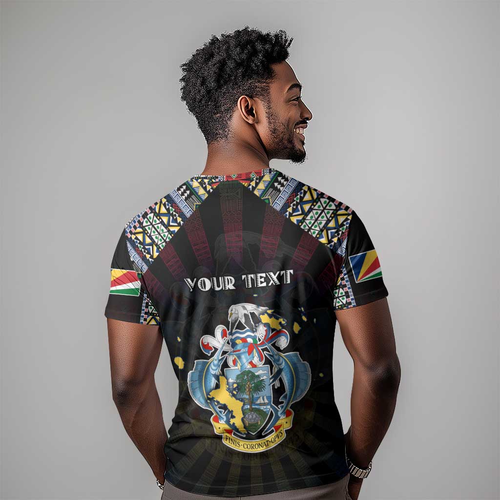 Personalized Seychelles Roots T shirt African Pride in Fingerprint and Tribal Colors