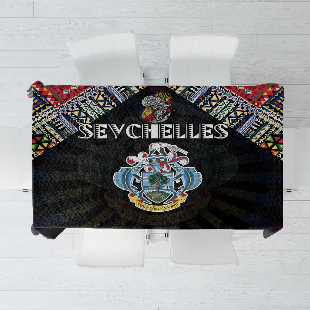 Seychelles Roots Tablecloth African Pride in Fingerprint and Tribal Colors