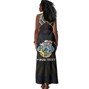 Personalized Seychelles Roots Tank Maxi Dress African Pride in Fingerprint and Tribal Colors