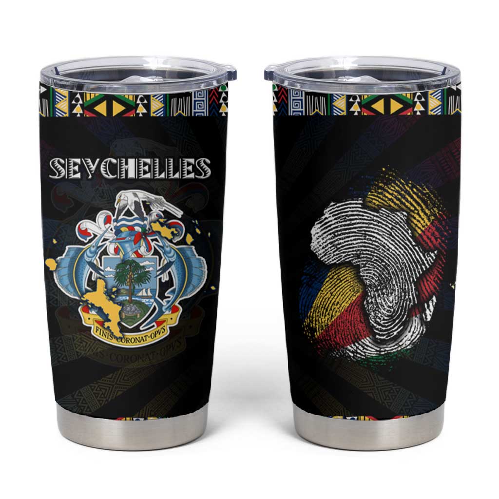 Seychelles Roots Tumbler Cup African Pride in Fingerprint and Tribal Colors
