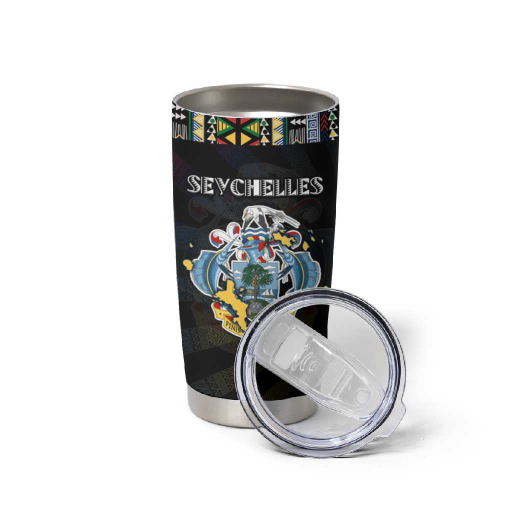 Seychelles Roots Tumbler Cup African Pride in Fingerprint and Tribal Colors