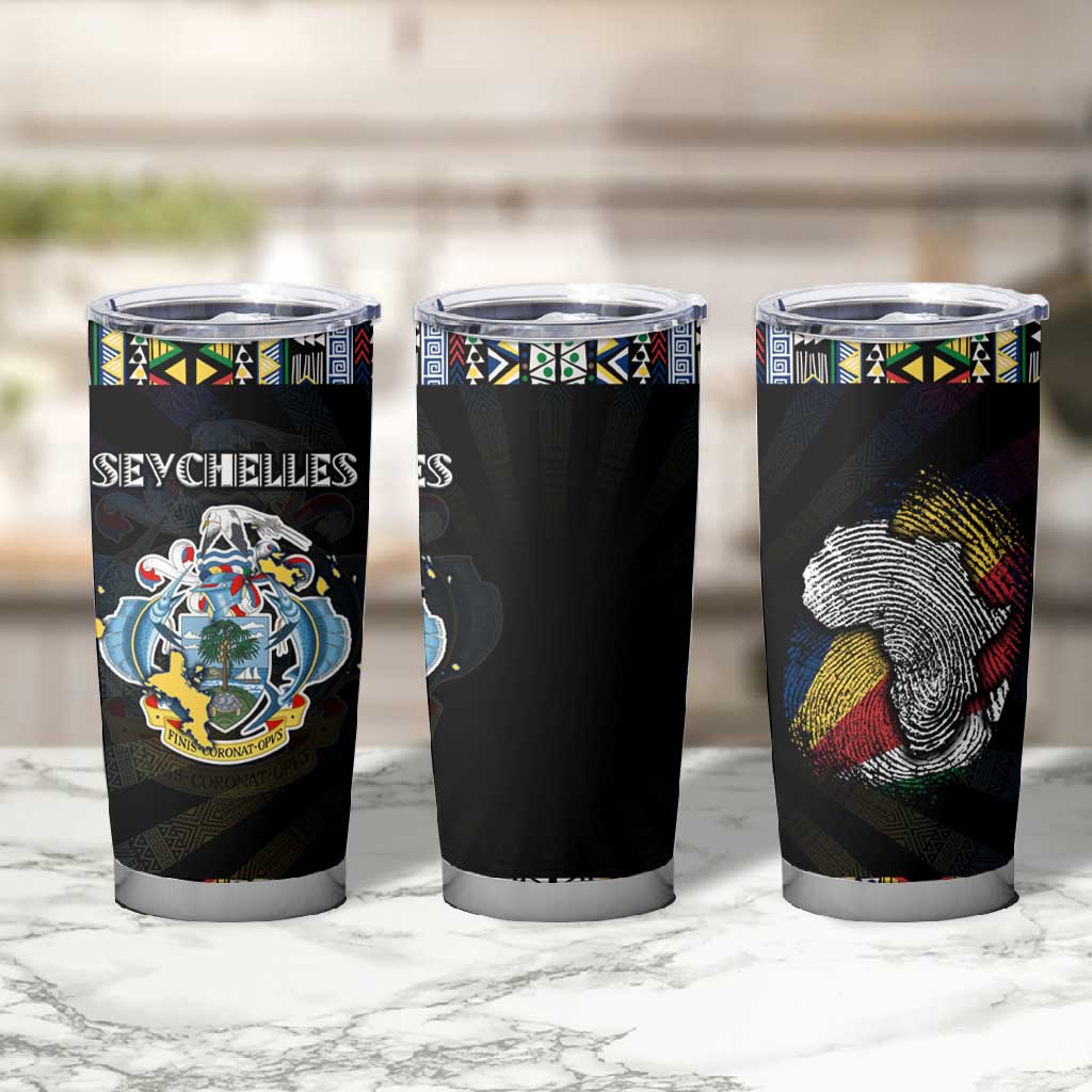 Seychelles Roots Tumbler Cup African Pride in Fingerprint and Tribal Colors