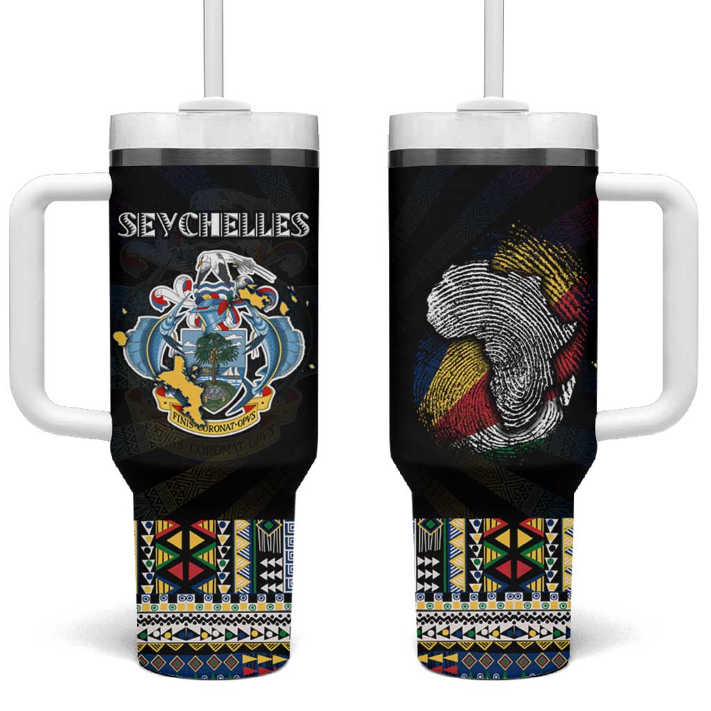 Seychelles Roots Tumbler With Handle African Pride in Fingerprint and Tribal Colors