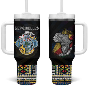 Seychelles Roots Tumbler With Handle African Pride in Fingerprint and Tribal Colors