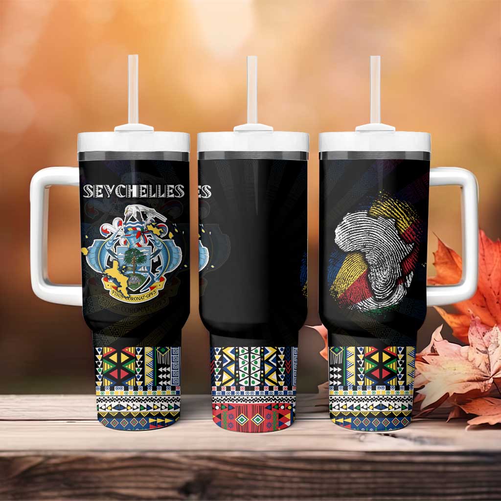 Seychelles Roots Tumbler With Handle African Pride in Fingerprint and Tribal Colors