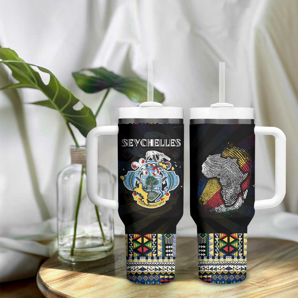 Seychelles Roots Tumbler With Handle African Pride in Fingerprint and Tribal Colors