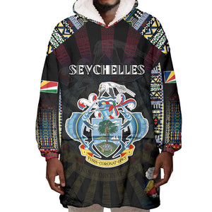 Personalized Seychelles Roots Wearable Blanket Hoodie African Pride in Fingerprint and Tribal Colors
