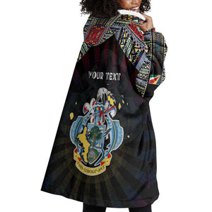 Personalized Seychelles Roots Wearable Blanket Hoodie African Pride in Fingerprint and Tribal Colors