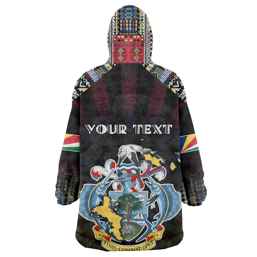 Personalized Seychelles Roots Wearable Blanket Hoodie African Pride in Fingerprint and Tribal Colors