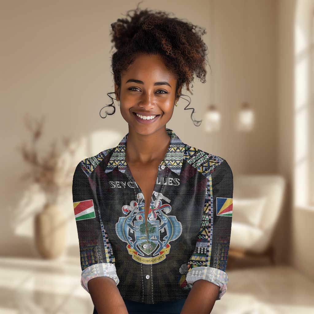Personalized Seychelles Roots Women Casual Shirt African Pride in Fingerprint and Tribal Colors