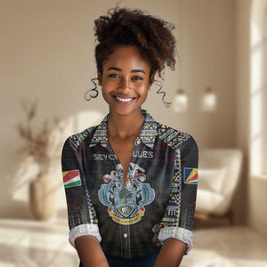 Personalized Seychelles Roots Women Casual Shirt African Pride in Fingerprint and Tribal Colors