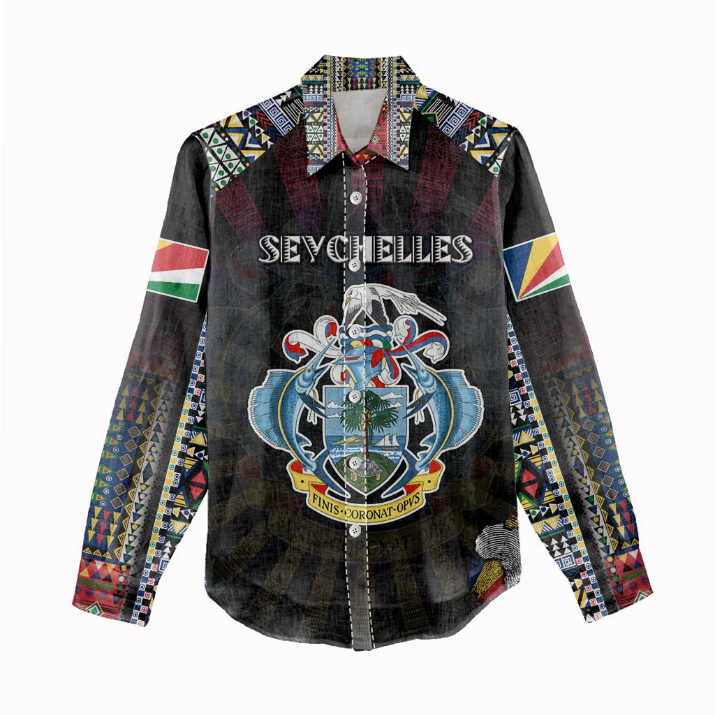 Personalized Seychelles Roots Women Casual Shirt African Pride in Fingerprint and Tribal Colors