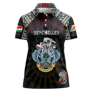 Personalized Seychelles Roots Women Polo Shirt African Pride in Fingerprint and Tribal Colors