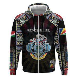 Personalized Seychelles Roots Zip Hoodie African Pride in Fingerprint and Tribal Colors