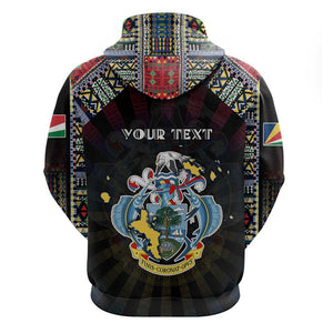 Personalized Seychelles Roots Zip Hoodie African Pride in Fingerprint and Tribal Colors