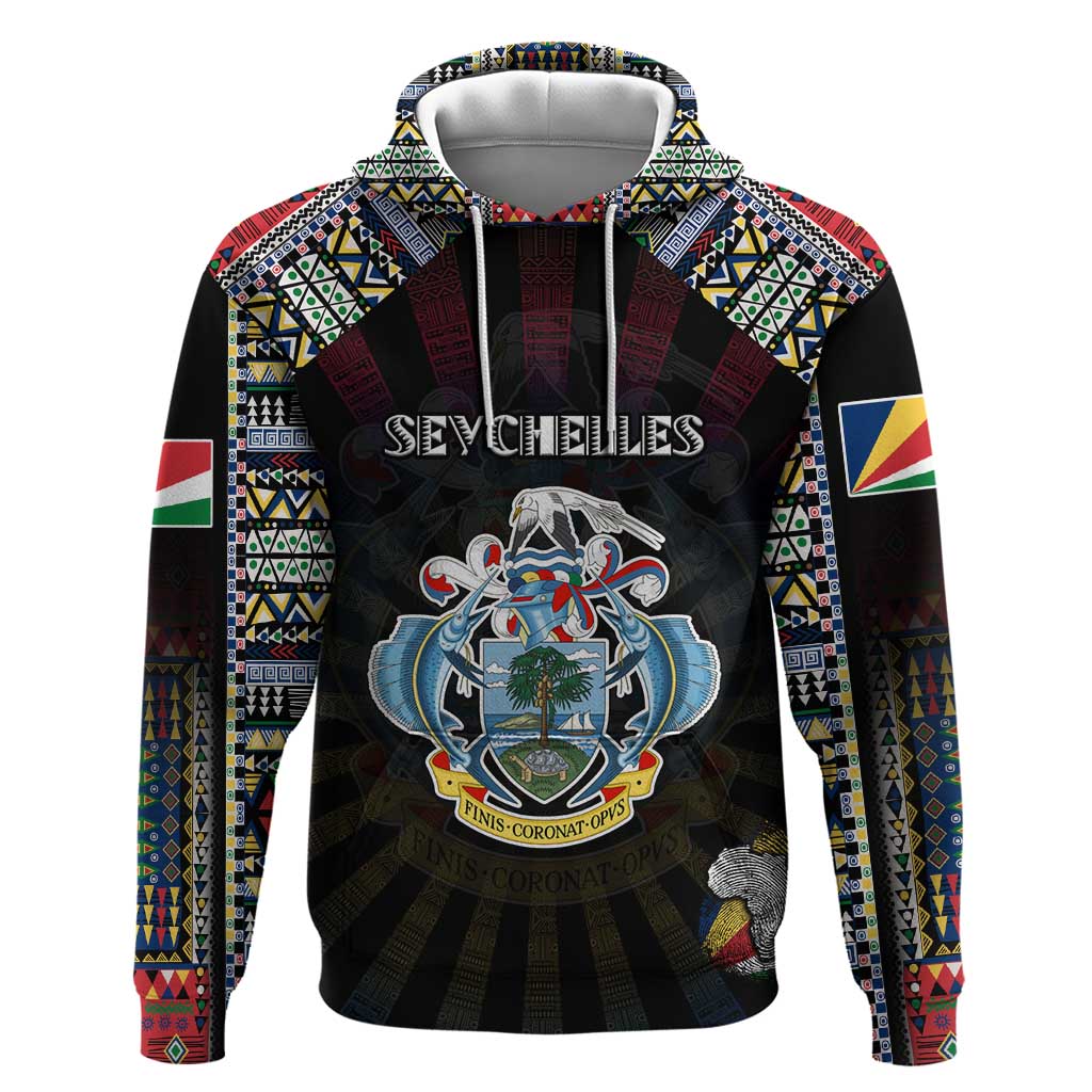 Personalized Seychelles Roots Zip Hoodie African Pride in Fingerprint and Tribal Colors