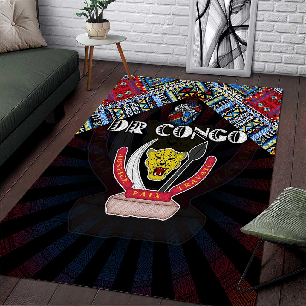 DR Congo Roots Area Rug African Pride in Fingerprint and Tribal Colors