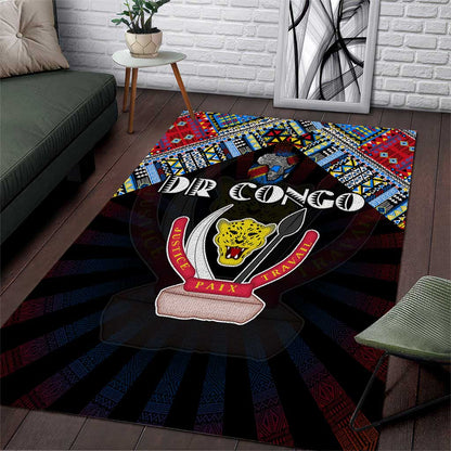 DR Congo Roots Area Rug African Pride in Fingerprint and Tribal Colors