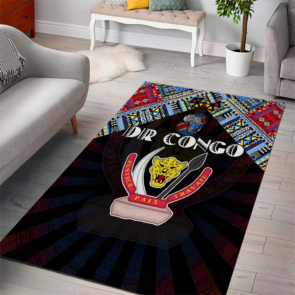 DR Congo Roots Area Rug African Pride in Fingerprint and Tribal Colors